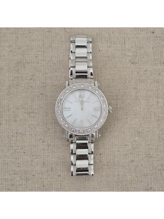 Judith Ripka Accessories - Judith Ripka Bezel Set Silvertone Stainless White Topaz Summit Watch